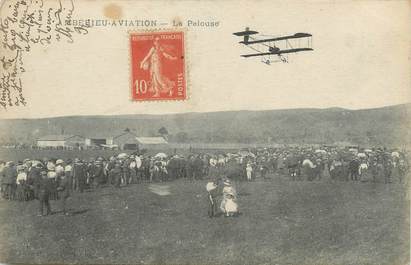 / CPA FRANCE 01 "Ambérieu Aviation, la pelouse"