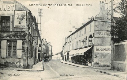 CPA FRANCE 77 "Champs sur Marne, rue de Paris" / PUBLICITÉ 