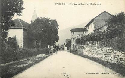 / CPA FRANCE 01 "Farges, l'église et route de Collonges"