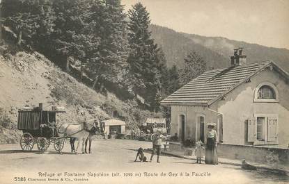 / CPA FRANCE 01 "Refuge et fontaine Napoléon, route de Gex à la Faucille" /  ATTELAGE