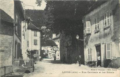 / CPA FRANCE 01 "Lhuis, rue centrale et les hôtels"