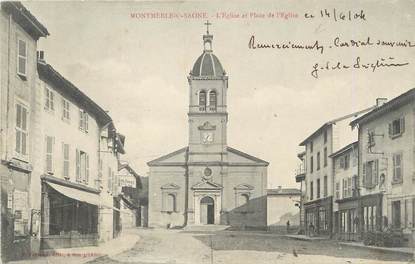 / CPA FRANCE 01 "Montmerle sur Saône, l'église et place de l'église"