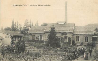 / CPA FRANCE 01 "Montluel, l'usine à gaz et les bains"