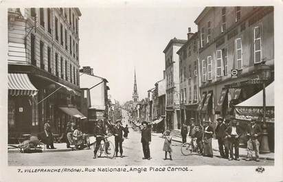 CPA FRANCE 69 "Villefranche, rue Nationale, angle Place Carnot"