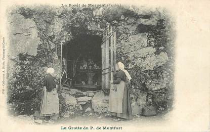 / CPA FRANCE 85 "La Forêt de Mervent, la grotte du P. de Montfort"