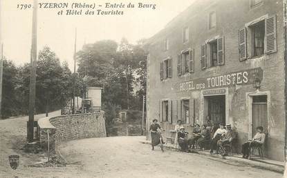 CPA FRANCE 69 "Yzeron, entrée du Bourg et Hotel des Touristes"