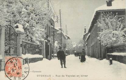 / CPA FRANCE 01 "Oyonnax, rue de Veyziat en hiver"