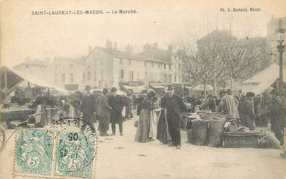 / CPA FRANCE 01 "Saint Laurent Les Macon, le marché"