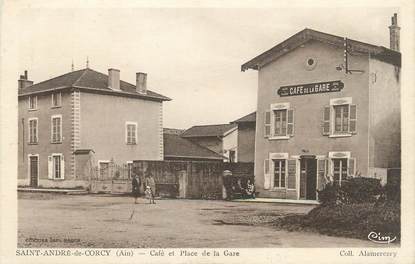 / CPA FRANCE 01 "Saint André de Corcy, café et place de la gare"