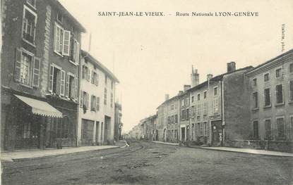 / CPA FRANCE 01 "Saint Jean le Vieux, route Nationale Lyon Genève"