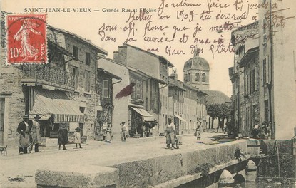 / CPA FRANCE 01 "Saint Jean le Vieux, grande rue et l'église"