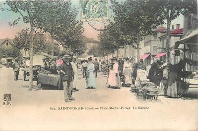 CPA FRANCE 69 "Saint Fons, Place Michel Perret, le marché"