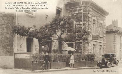 / CPA FRANCE 01 "Restaurant Beau Rivage à Varambon"