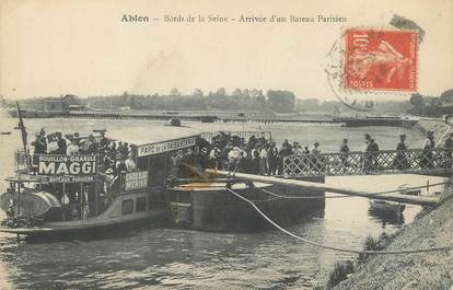 / CPA FRANCE 94 "Ablon, arrivée d'un bateau parisien"