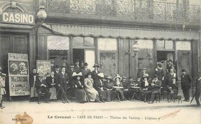  CPA  FRANCE 71 "Le Creusot, Café de Paris, Théâtre des Variétés"