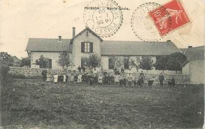 CPA FRANCE 71 "Poisson, Mairie Ecole"