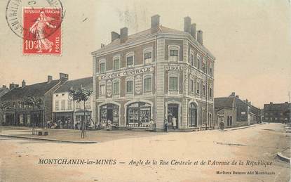 CPA FRANCE 71 "Montchanin les Mines, angle de la rue centrale et de l'avenue de la République"