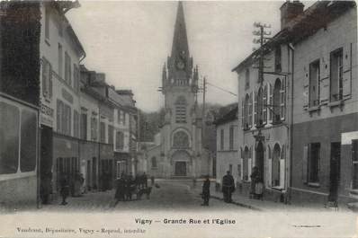 / CPA FRANCE 95 "Vigny, grande rue et l'église"