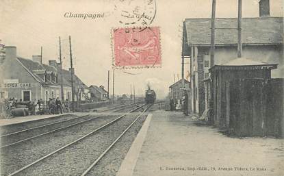 CPA FRANCE 72 "Champagné, la gare" / TRAIN