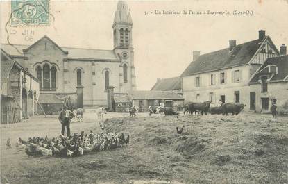 / CPA FRANCE 95 "Bray et Lu, un intérieur de ferme"