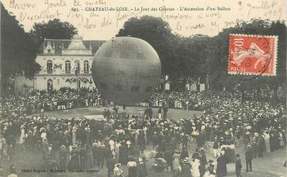 CPA FRANCE 72 "Chateau du Loir, le jour des Courses, l'ascension d'un ballon"