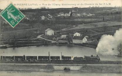 CPA FRANCE 42 "Saint Pierre Laval, vue de l'Etang Montvernay et du chemin de fer" / TRAIN