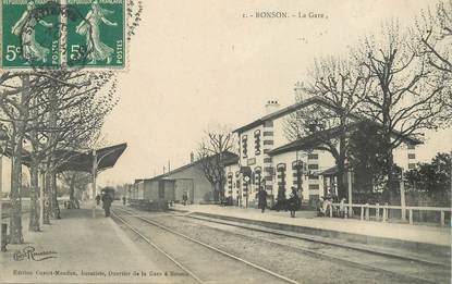 CPA FRANCE 42 "Bonson, la gare" / TRAIN