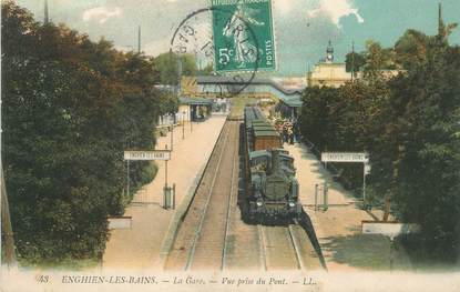 / CPA FRANCE 95 "Enghien les Bains, la gare" / TRAIN