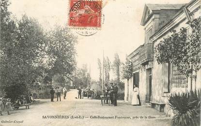 CPA FRANCE 37 "Savonnières, Café restaurant Fontverne, près de la gare"