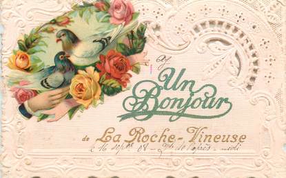 CPA FRANCE 71 "Un bonjour de la Roche Vineuse"
