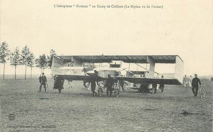 CPA  AVIATION "FRANCE 51,  Aéroplane Farman, au camp de Châlons"