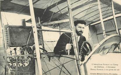 CPA  AVIATION "Aviateur Farman sur aéroplane FARMAN3