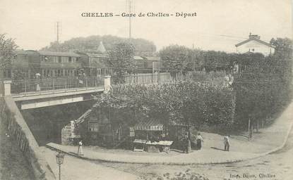 / CPA FRANCE 77 "Chelles, gare de Chelles, départ"