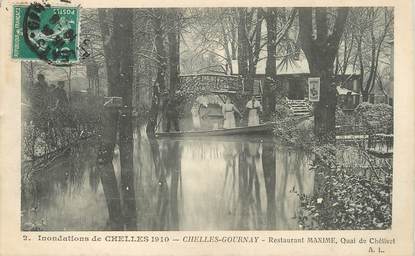 / CPA FRANCE 77 "Chelles, restaurant Maxime, quai de Chétivet" / INONDATIONS