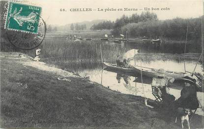 / CPA FRANCE 77 "Chelles, la pêche en Marne"