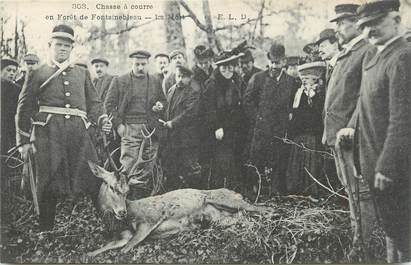 / CPA FRANCE 77 "En forêt de Fontainebleau" / CHASSE A COUR