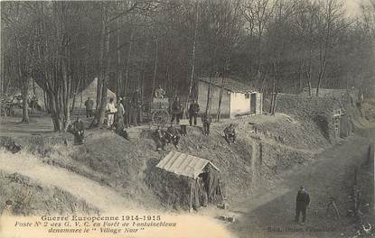 / CPA FRANCE 77 "Poste nr 2 des GVC, Forêt de Fontainebleau dénommée le village noir"