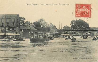 / CPA FRANCE 77 "Lagny, canots automobiles au pont de Pierre"