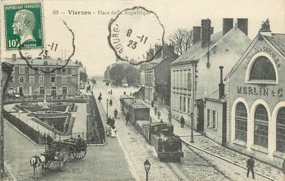 CPA FRANCE 18 "Vierzon, place de la République" / TRAIN