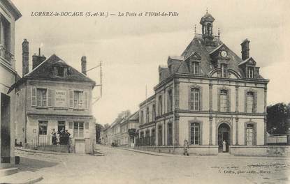 / CPA FRANCE 77 "Lorrez Le Boccage, la poste et l'hôtel de ville"