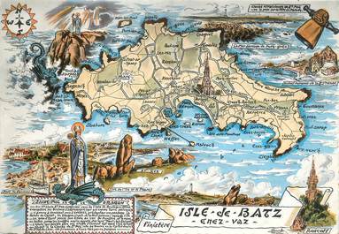 / CPSM FRANCE 29 "Ile de Batz" / CARTE GEOGRAPHIQUE