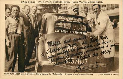 CPA AUTOMOBILE / Raid Lecot, 1935-1936, Paris-Monte Carlo-Paris"