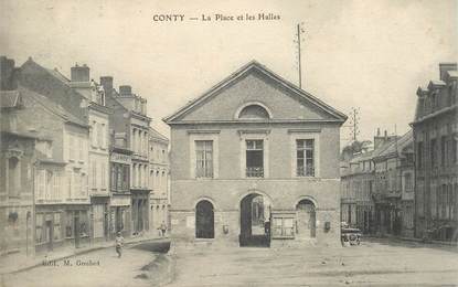 CPA FRANCE 80 "Conty, la place et les Halles"