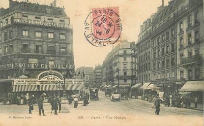 CPA FRANCE 75006 "Paris, Rue Monge" / TIMBRE PIQUAGE A CHEVAL