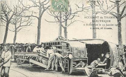 CPA  FRANCE 42 "Saint Etienne, accident du tramway électrique, 1907"