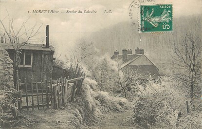 / CPA FRANCE 77 "Moret l'hiver, sentier du Calvaire"