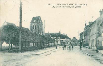 / CPA FRANCE 77 "Moissy Cramayel, l'église et l'avenue Jean Jaurès"
