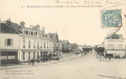 / CPA FRANCE 77 "Montereau Faut Yonne, la place et l'avenue de la gare"