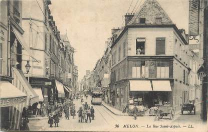 / CPA FRANCE 77 "Melun, la rue Saint Aspais "