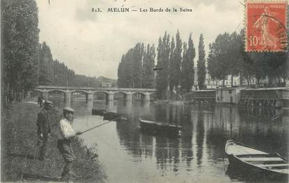 / CPA FRANCE 77 "Melun, les bords de la Seine" / PÊCHE